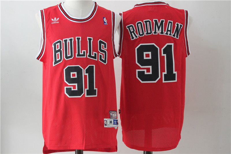 Men Chicago Bulls #91 Rodman Red Throwback NBA Jerseys->atlanta hawks->NBA Jersey